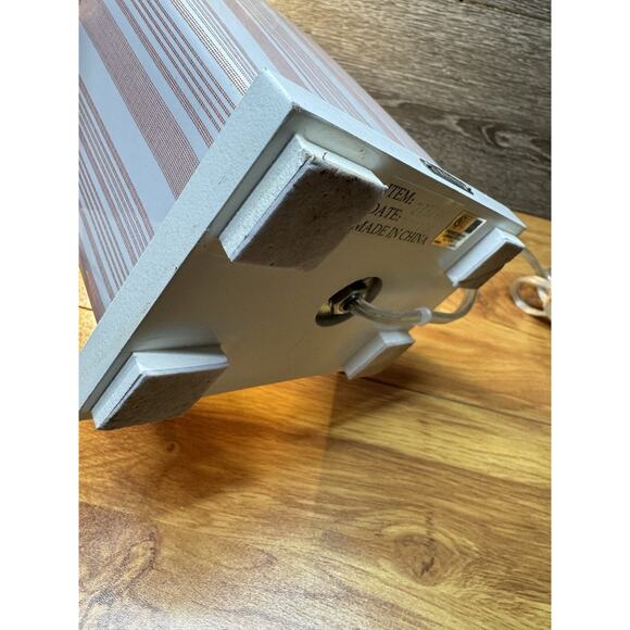 Ralph Lauren Home Porcelain Table Lamp White & Pink Stripe 17” Designer Decor - Picture 8 of 9